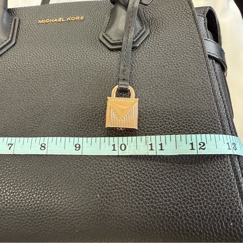 Michael Kors Mercer Medium Pebbled Leather Satchel in black - Picture 10 of 10